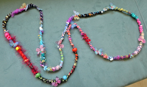 Handmade Fabric Necklace Fiber Art Beads Direct From Artist One Of A Kind - Picture 3 of 11