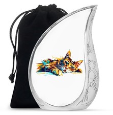 Cat Bliss Memorial Urns for Ashes Adult Female, Handmade Urn 10 Inch 