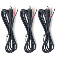 3 PCS Micro USB Male 2 Pin Bare Wire Pigtail Cable 3.3 FT 22AWG 5V 3A