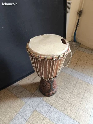 Djembé africain traditionnel 51 cm - Fût monoxyle, peau à remplacer - Photo 1/4