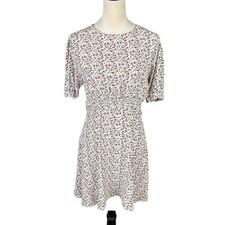 Faithful the Brand S/4 Sidonie Brown Blue Floral Fit & Flare Dainty Mini Dress