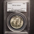 1940 *S* WALKING LIBERTY SILVER HALF DOLLAR**PCGS MS665 **FREE SHIPPING! G1922