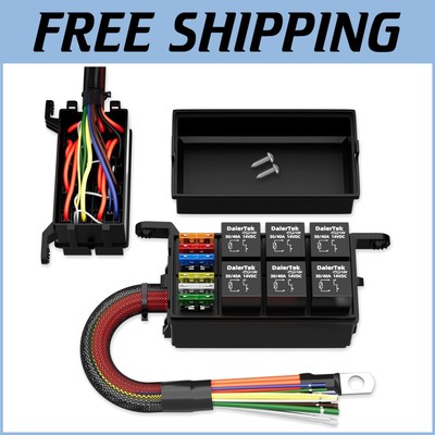 6-Way Color-Coded Fuse Relay Box with Waterproof Design for Vehicles & Boats