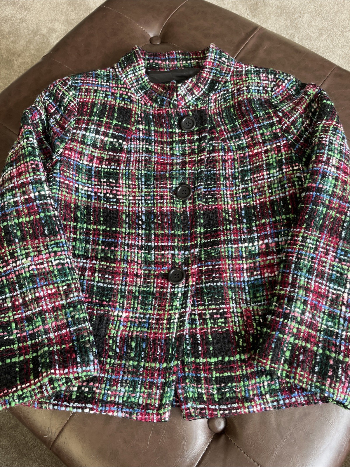 TALBOTS Blazer Jacket black/multicolor plaid twee… - image 1