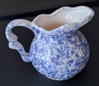 Vintage Blue White Speckled Spongeware Pitcher Creamer Small 4" Glazed — photo 6