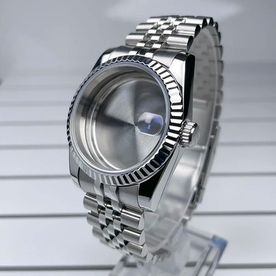 36mm 39mm NH35 Watch Case Fluted Bezel Sapphire Glass Fit NH35 NH36 Movement