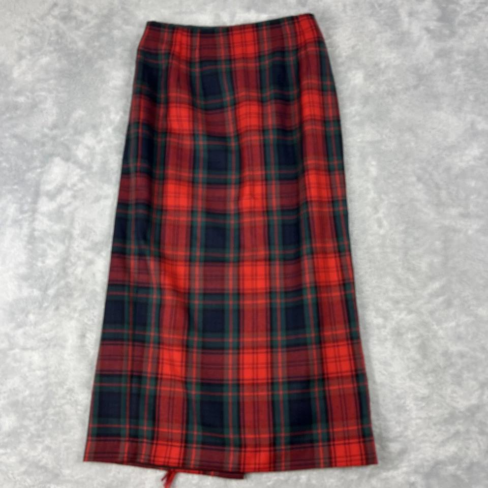 Винтажный 90-х годов Y2K красный клетку Tartan макси надежном юбка Sz S ярлык 6 разрез опрятный бахрома - Изображение 3 из 4
