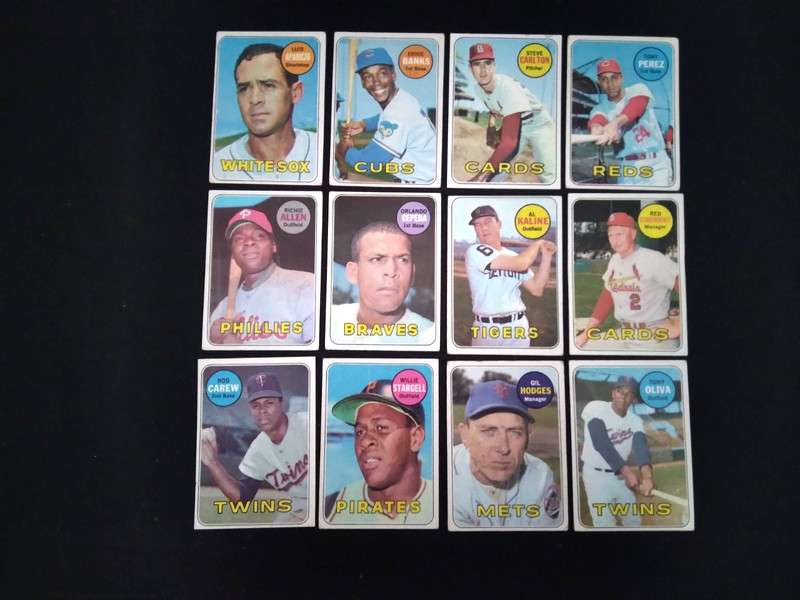 1969 Topps Banks Stargell Kaline Carew Cepeda Oliva Carlton Baseball Lot 12 Nice