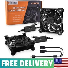 2Pack Quiet 120mm USB Fan Dual-Ball Bearings, USB Fan 5V, With L/M/H 3-Degree