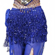 Belly Dance Hip Scarf Multi-Layered Sequin Tassel Wrap Adjustable Tie-on Design