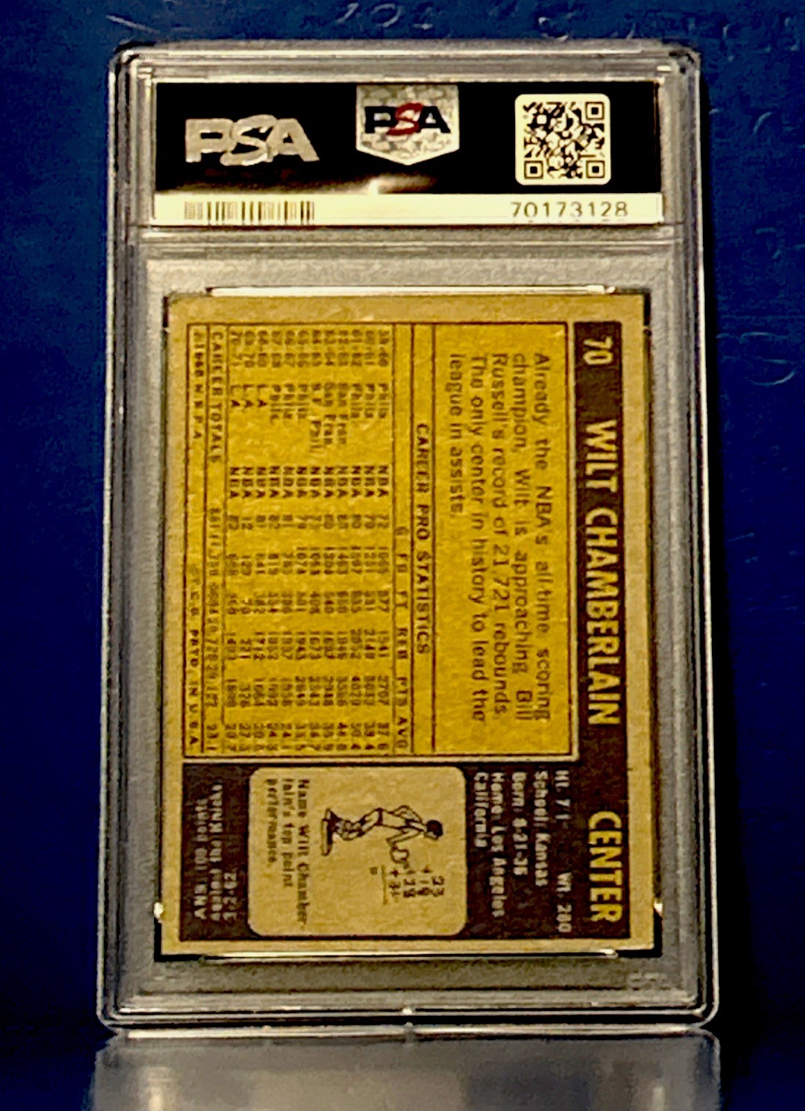 1971 WILT "the stilt" CHAMBERLAIN #70 Basketball Card Lakers PSA 4 VG-EX 100pts+ view 8