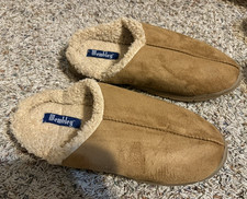 Member's Women  s Suede Slip-On Slippers Faux Fur Lined Closed Toe 9.5