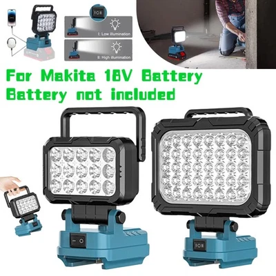 MARKENLOS 15/40 LED Lámpara de Trabajo Linterna 2 USB Para Makita 18V Batería Foco Luz