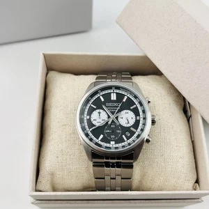 Seiko Essentials SSB429 Men's Chronograph Quartz Watch Black Dial New/Box 41.5MM