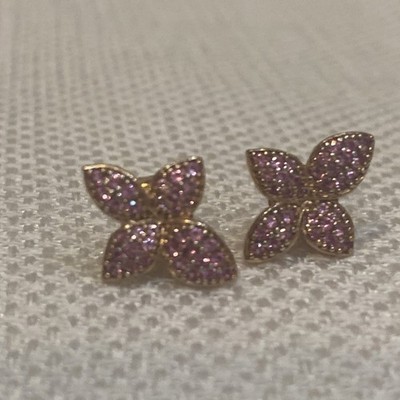 Suzy Levian Pink Sapphire Secret Diamond Flower Ohrringe 925 Silber Rosegold