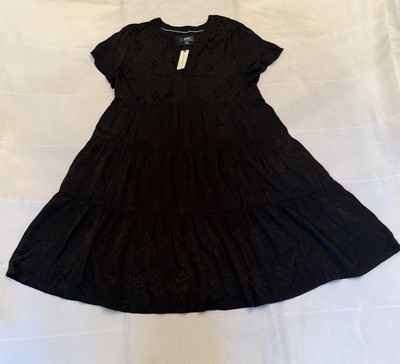 NWT Maeve by Anthropologie Sacha Jacquard Tiered Tunic Black Dress Womens Medium