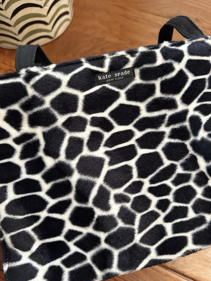 Bolso de Hombro Bolso de Mano RARO Vintage Kate Spade Estampado Animal Cuero Borde Y2K Foto 2 de 4