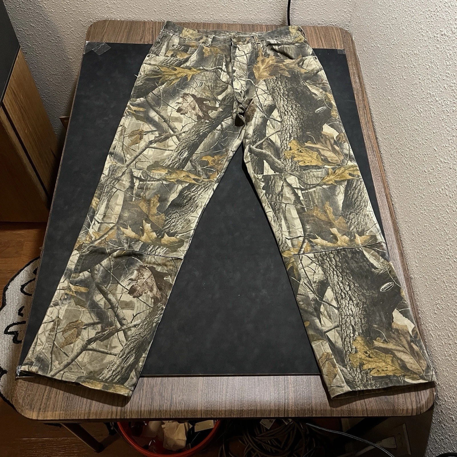 Pantalon jean vintage Wrangler camouflage arbre véritable double genou chasse Carhartt 36x32