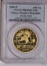 1989-P Gold Panda 1 oz. 100 Yuan PCGS PF69 Deep Cameo 4267.54 per troy oz