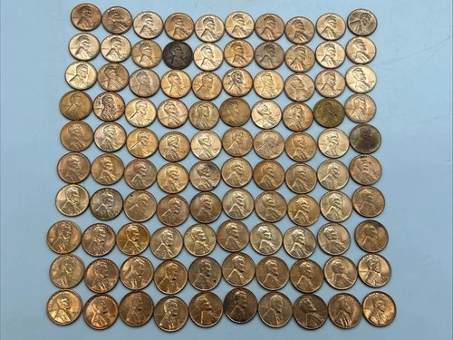 MTB- Mixed Lot Of 101 BU Wheat Pennies & BU Wheat D Pennies. 1951-1958 Mix.
