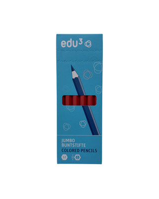 edu³ Jumbo Buntstifte 12er Pack Sechskant 5mm Mine rot