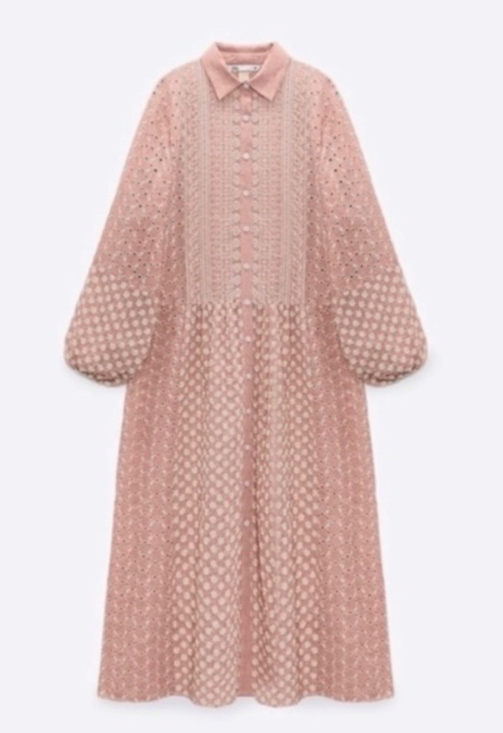 Zara Women's Floral Embroidered Maxi Dress  size large Boho Hippie Summer