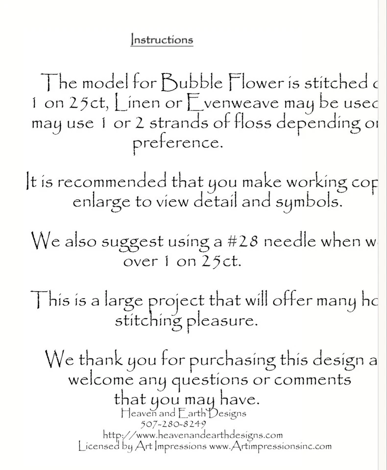 NEW Heaven & Earth Bubble Flower #HAEJW001 Counted Cross Stitch Kit 18 x 14 3/8" - Image 3 of 4