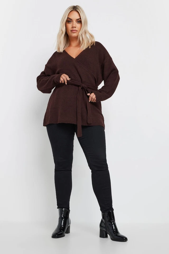 Yours Curve Women's Plus Size Wrap Knit Jumper - Image 3 of 4