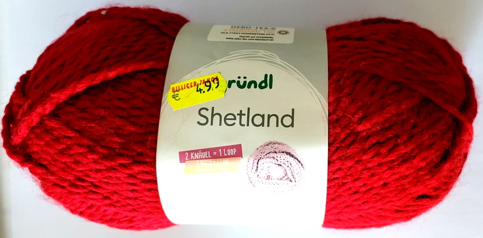 Gründl Shetland 13 rot 100g Strickwolle Stricken Häkeln Garn OEKOTEX