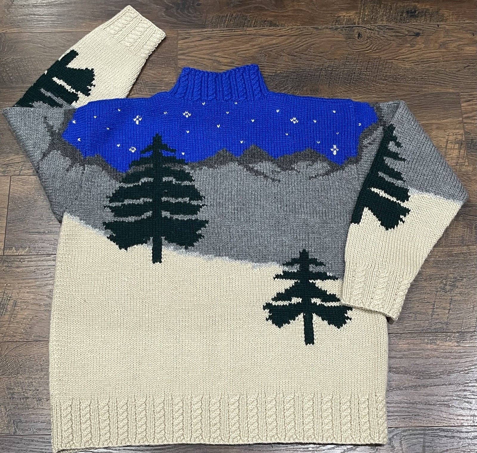 Vtg RALPH LAUREN RARE Handknit Wool Skier Ski Sweater Blue Red 90s Size Small image 6