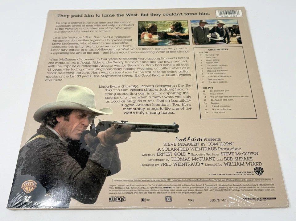 Tom Horn 1980 McQueen Widescreen Letterboxed Laserdisc 1042 Brand New Sealed!! - Image 2 of 2