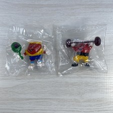 Lot of 2 1990s Kool Aid Man Sports PVC Toy Figure - Tennis Weightlifting - Kraft