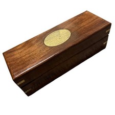 Antique Brass Inlaid Wooden Chest Dark Walnut With Brass Storage Box 016