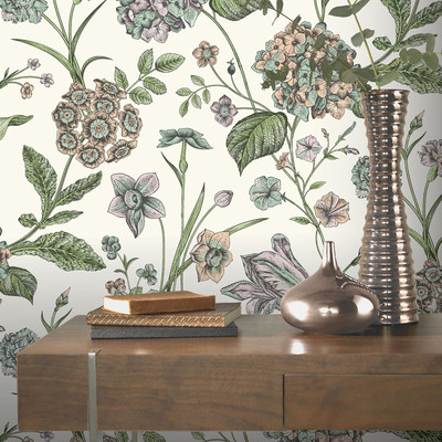Amelie Hydrangea Wallpaper Cream Floral Rasch 260162 Washable Matte