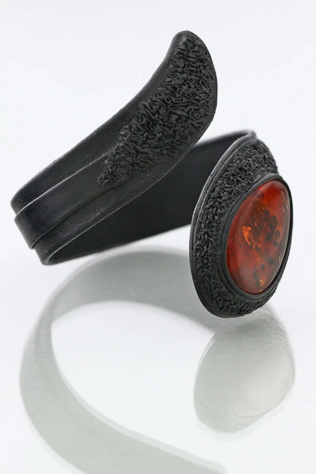 Brazalete brazalete envolvente de cuero natural ámbar báltico genuino 27,6 g 220127-1 Foto 2 de 4