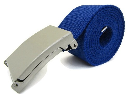 Unisex High Quality Canvas Fabric Webbing Belt Brushed Silver Buckle Army Style - Picture 218 of 275