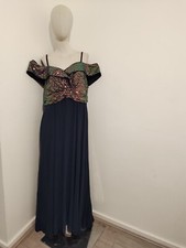 RRP £51.99 Plus Size cold shoulder sequin insert chiffon bridesmaid dress Navy