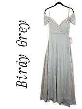 Birdy Grey Womens Dove Gray Chiffon Wedding Formal Gown Sz-S Brides Maid