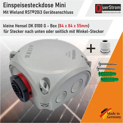 Einspeisesteckdose Mini mit Wieland RST20i3 Geräteanschluss in Mini Hensel-Box