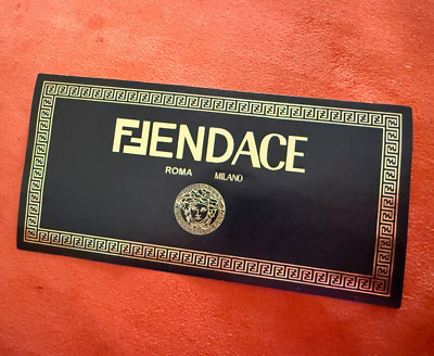 FENDACE BLACK GOLD HYBRID VERSACE MEDUSA GRECA FENDI FF MOTIF STICKER 4.75x2.25''