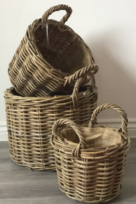 Runde Rattan Baumstamm / Aufbewahrung / Anzündkörbe, Top Qualität, hessisch gefüttert