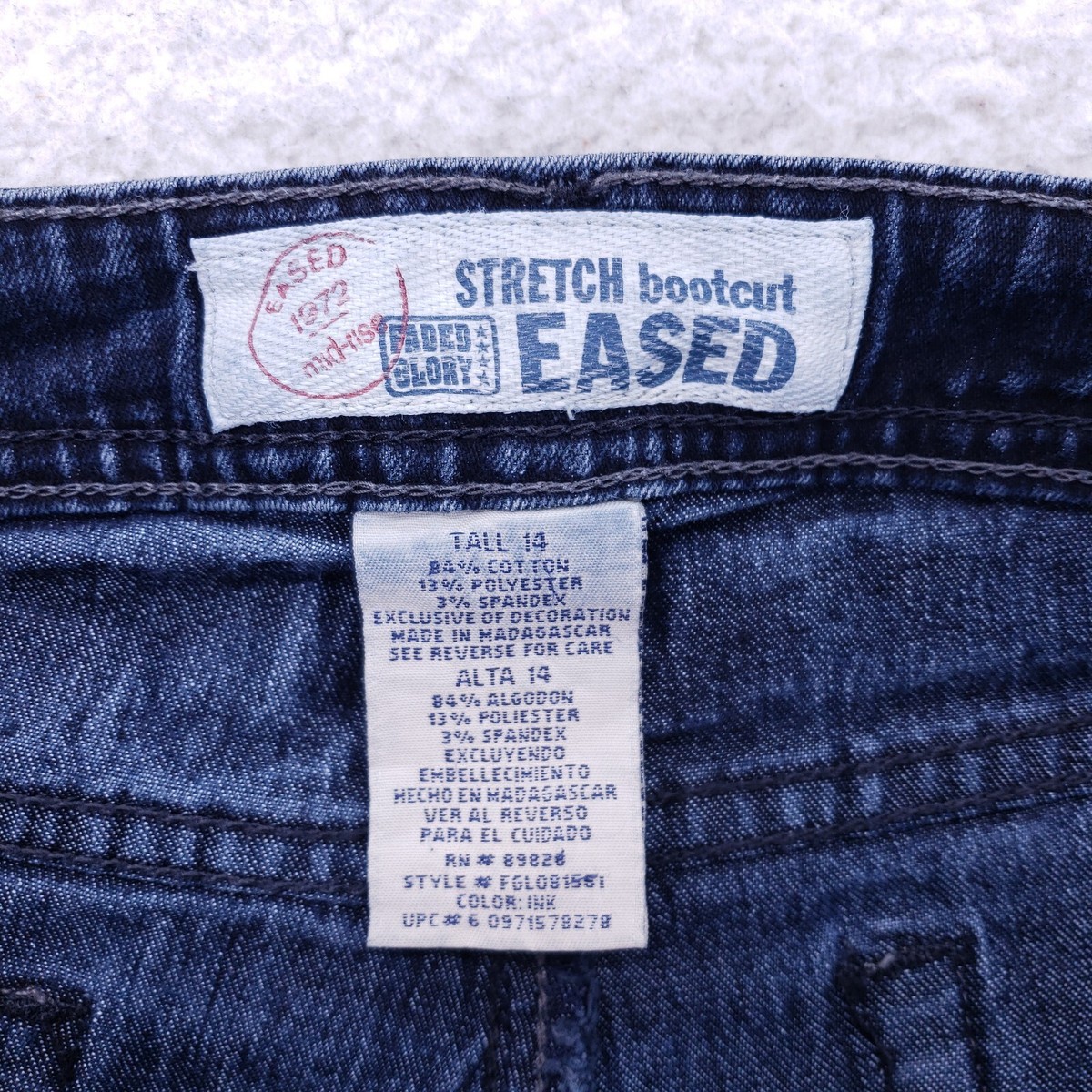 Faded Glory Jean Denim Cotton Women SZ 14 Blue Straight Stretch