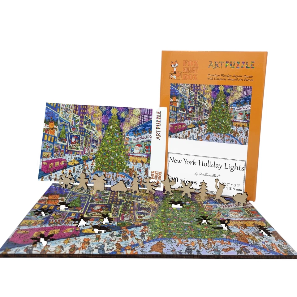 Wooden Puzzle for Adults by FoxSmartBox - 220 Pieces - New York Holiday Lights - Image 3 of 4