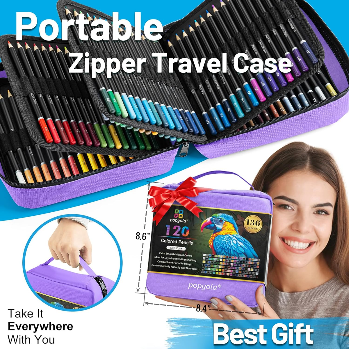 136 Pack Colored Pencils Set with Sketch Book & Sharpener for