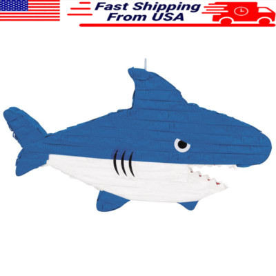 Jumbo Shark Pinata 2 Pounds Candy Capacity Birthday Party 37 X 20 in Multicolor