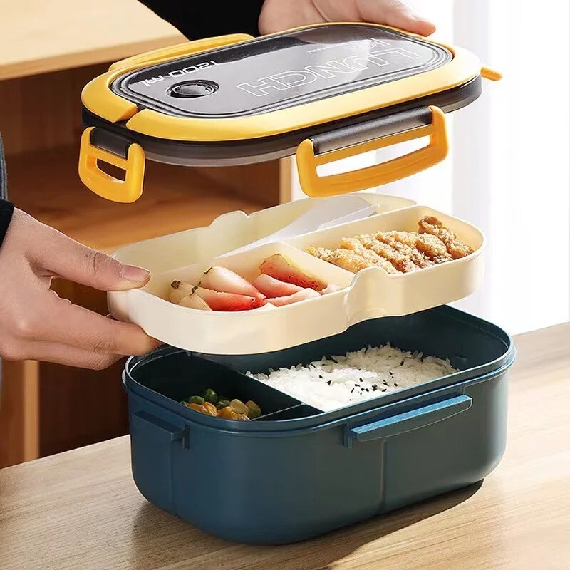 1200ML 2-Layer Leakproof Bento Lunch Box Portable Food Container