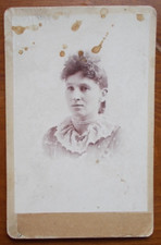 Cabinet Card Portrait of Forgoten Young Lady with pearl necklace  Broach-damage