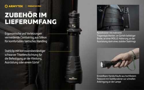 Armytek Nuevo Predator Pro Blanco Lámpara LED Táctica USB Recargable - Imagen 16 de 22