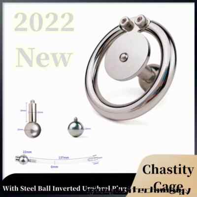 Chastity Cage Flat Disc Steel Inverted Urethra Plug Peni Ring Chastity Belt Men