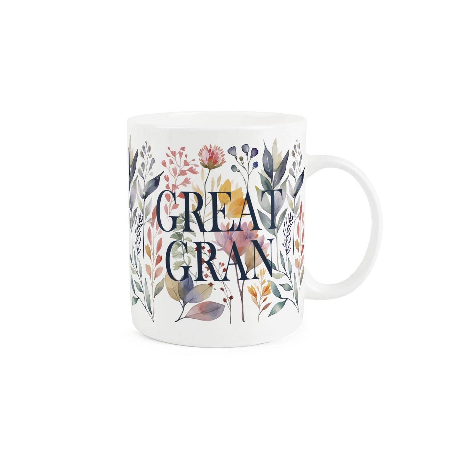 Bone China Watercolour Floral Great Gran Mug - Pastel Flowers Cup Gift